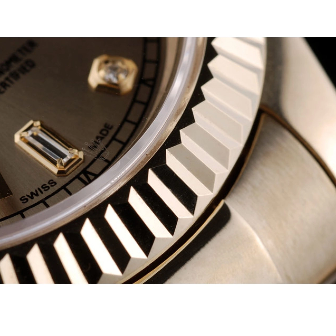 MiroTime 0713 Rolex Swiss DayDate Gold Stainless Steel Ribbed Bezel Gold Dial 41997